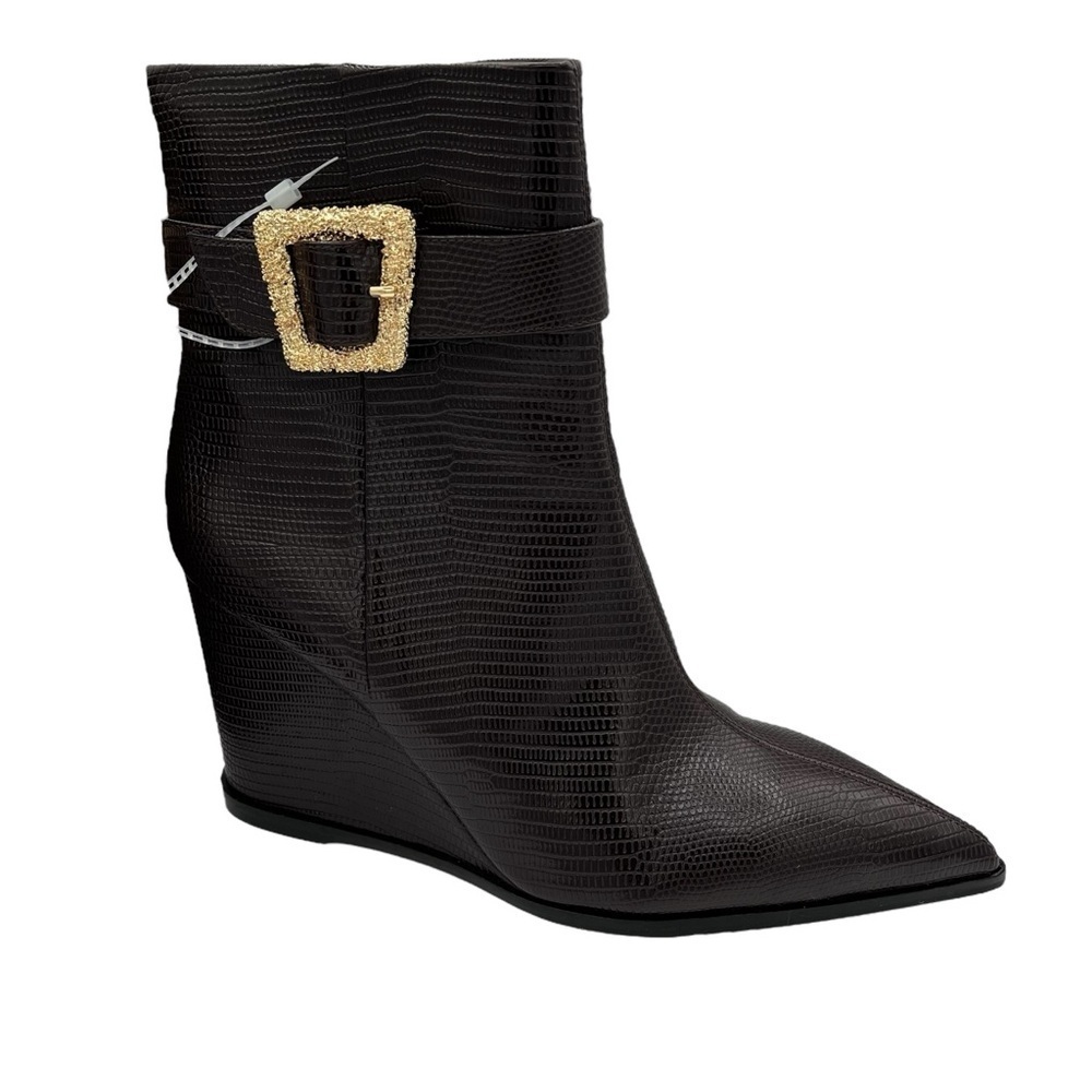 Sam Edelman Weslie Point Toe Wedge Embellished Buckle Ankle Boots Women's Size 9